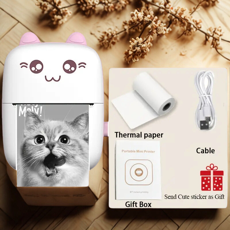 Portable Mini Thermal Printer Pocket Photo Printer Wireless Bluetooth W/ 6 Rolls 