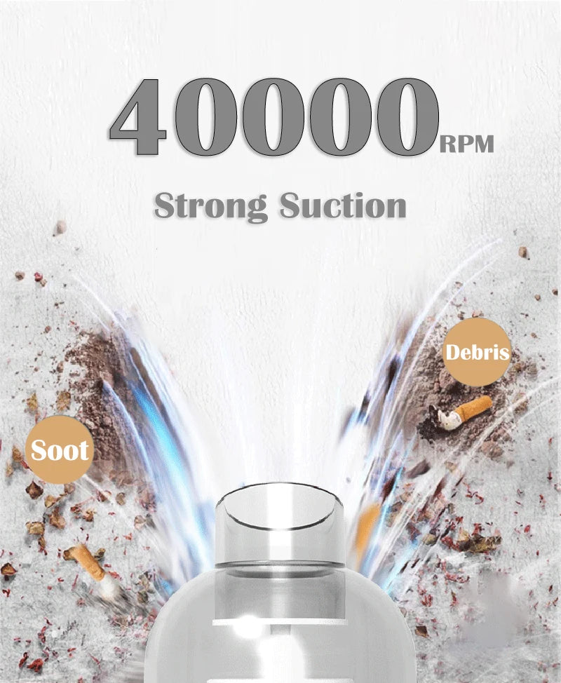 Aspirateur Portable Ultra-Puissant 9000PA – 1200Ah - Compact, Léger, Imparable !

Utilisation intérieur (Canapé, tapis d’intérieur, table à manger, poils d’animaux etc.), utilisation extérieur ( Intérieur de voiture, Tapis d’extérieur etc.)