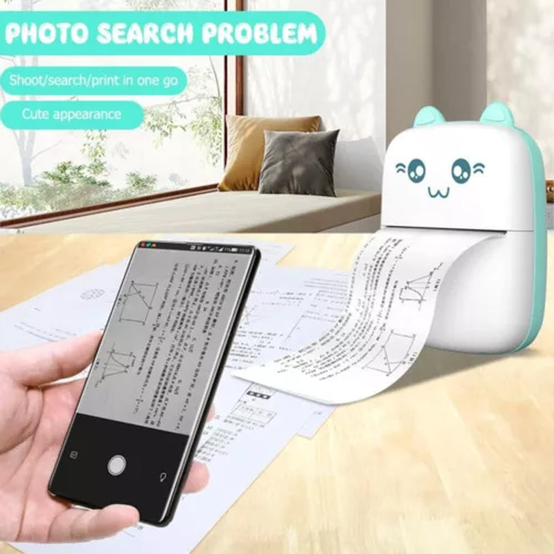 Portable Mini Thermal Printer Pocket Photo Printer Wireless Bluetooth W/ 6 Rolls 