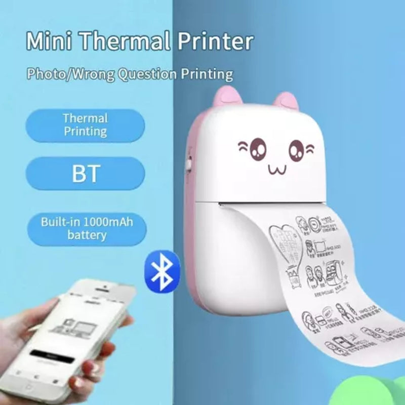 Portable Mini Thermal Printer Pocket Photo Printer Wireless Bluetooth W/ 6 Rolls 